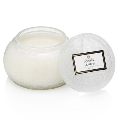 Vela Mokara Coleção Japonica Pote Chawan Vidro Relevo com Tampa 50 Horas Voluspa