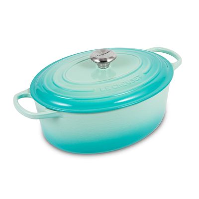 Panela Oval com Pegador Aço Inox 31 cm Cool Mint Le Creuset