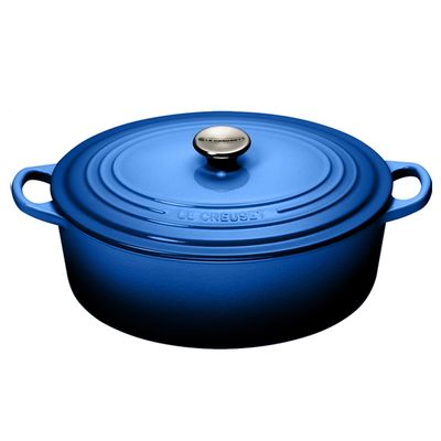 Panela Oval com Pegador Aço Inox 27 cm Azul Lapis Marseille Le Creuset