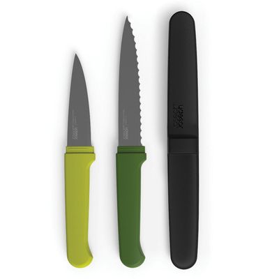 Conjunto de Facas Twin-Slice Faca Trinchante 3 1/2 Pol  e Faca Serrilhada 5 Pol Verde Joseph Joseph