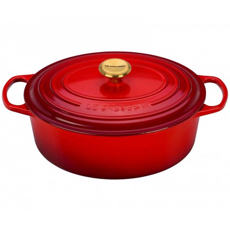 PANELA-OVAL-29CM-VERMELHA-PUXADOR-GOLD--LE-CREUSET