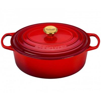 Panela Oval com Pegador Golden 31 cm Vermelho Le Creuset