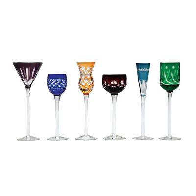 Taça Licor Lapidada 6 Peças Coloridas Wolff