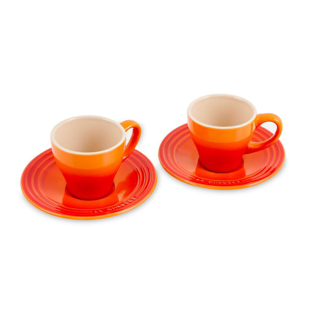 Le Creuset conj 2 xícaras espresso com pires laranja le creuset