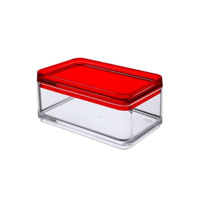 Mini Pote Multiuso Mod 200 ml Transparente e Vermelho Coza