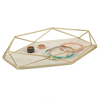 Porta Joias Bandeja Organizadora Prisma Dourado Umbra