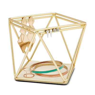 Porta Joias Organizador de Acessórios Prisma Dourado Umbra
