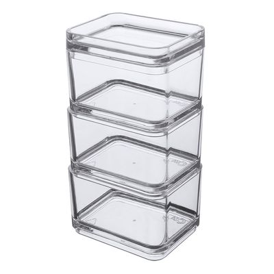 Conjunto Mini Pote Multiuso Mod 100 ml 3 Peças Transparente Coza