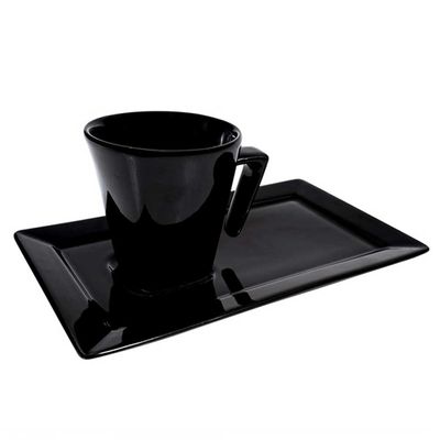 Xícara de Chá com Pires Plateau Porcelana 200 ml Preto Oxford