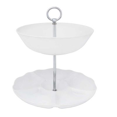Porta Petiscos Porcelana 32 cm Branco Oxford