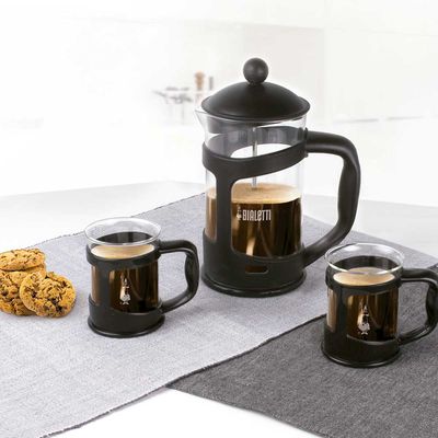 Cafet French Press 0,8 Litro 2 Mugs Preta Bialetti