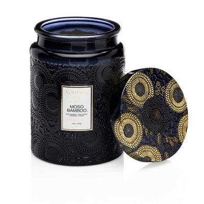 Vela Moso Bamboo Coleção Japonica Pote de Vidro Relevo e Tampa 100 Horas Voluspa