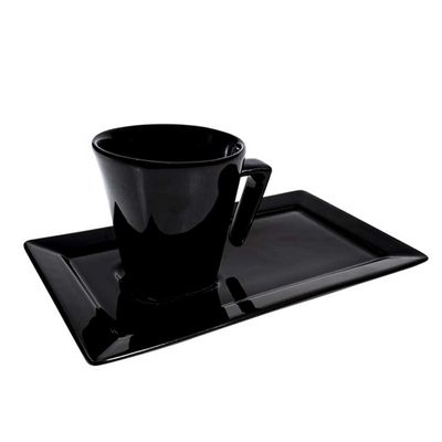 Xícara de Café com Pires Plateau Porcelana 65 ml Preto Oxford