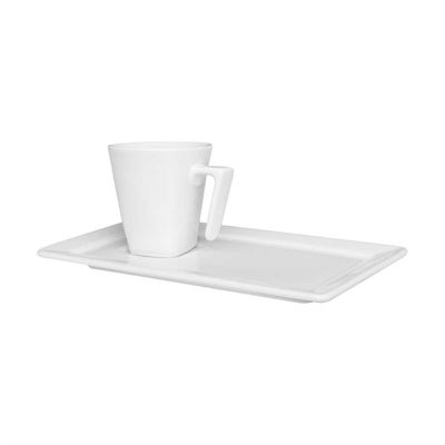 Xícara de Café com Pires Plateau Porcelana 65 ml Branco Oxford