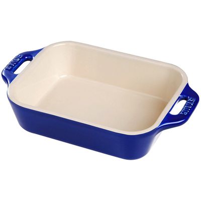 Travessa Retangular Cerâmica 20X16 cm Azul Marinho Staub
