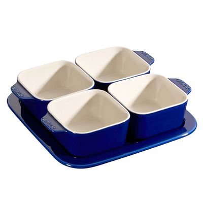 Conjunto para Aperitivos Cerâmica 5 Peças Azul Marinho Staub