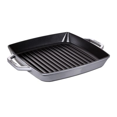 Grelha Quadrada com Duas Alças Ferro Fundido Cinza 28 X 28 cm Staub