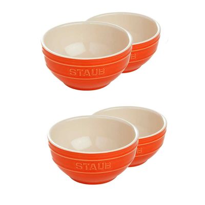Conjunto de Bowl Cerâmica 4 Peças 12 cm Laranja Staub