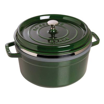 Caçarola Redonda com Steamer Ferro Fundido 26 cm Verde Basil Staub
