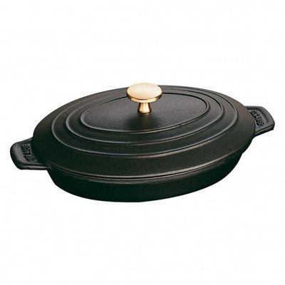 Travessa Oval com Tampa Ferro Fundido Preto 23 x 17 cm Staub
