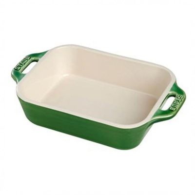 Travessa Retangular Cerâmica Verde Basil 14X11 cm Staub