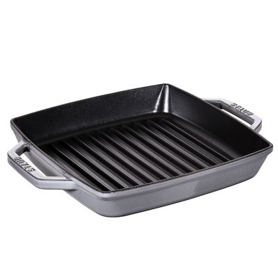Grelha Quadrada com Duas Alças Ferro Fundido Cinza 23 X 23 cm Staub