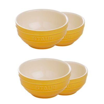 Conjunto de Bowl Cerâmica 4 Peças 12 cm Amarelo Limão Staub