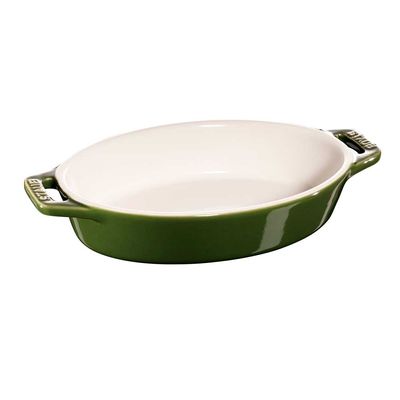 Travessa Oval Cerâmica 17 cm Verde Basil Staub