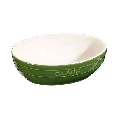 Conjunto Multi Bowl Oval Cerâmica 2 Peças 23 e 27 cm Verde Basil Laranja Staub