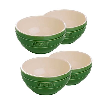 Conjunto de Bowl Cerâmica 4 Peças 12 cm Verde Basil Staub