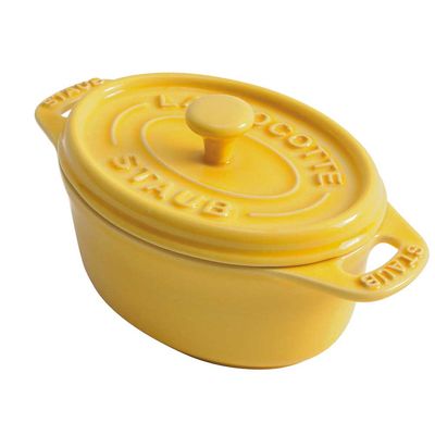 Mini Cocotte Oval Cerâmica 11 cm Amarelo Limão Staub