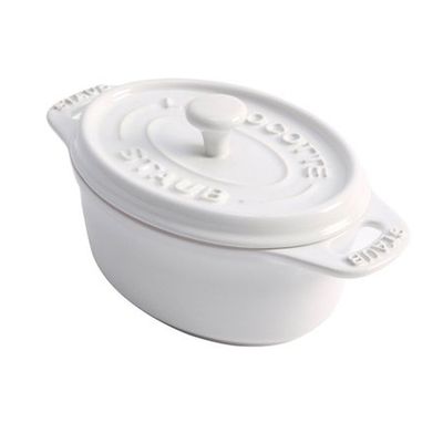 Mini Cocotte Oval Cerâmica 11 cm Branco Staub
