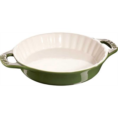Conjunto Travessa de Torta 2 Peças Cerâmica Verde Basil 13 cm Staub