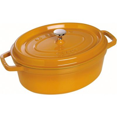 Caçarola Oval Cerâmica 11 cm Amarelo Mostarda Staub