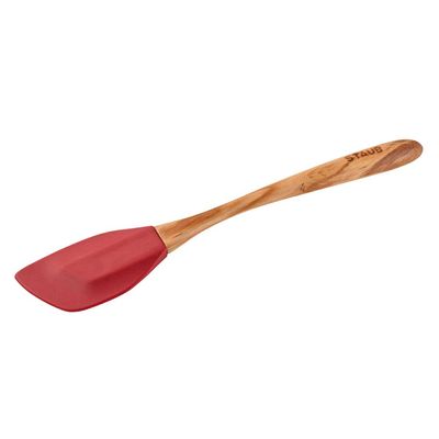 Espátula Silicone com Cabo de Madeira Pequena Vermelho Granada Staub