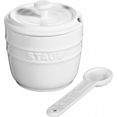 Açucareiro com Colher Cerâmica 250 ml Branco Staub