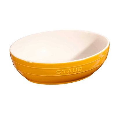 Conjunto Multi Bowl Oval Cerâmica 2 Peças 23 e 27 cm Amarelo Mostarda Staub