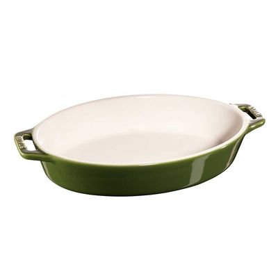 Travessa Oval Cerâmica 23 cm Verde Basil Staub