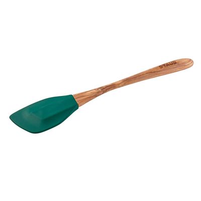 Espátula Silicone com Cabo de Madeira Grande Verde Basil Staub