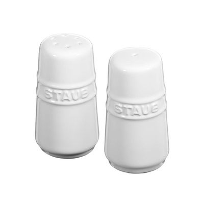 Mini Saleiro e Pimenteiro Cerâmica Branco Staub