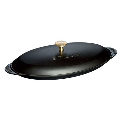 Travessa para Peixe com Tampa Ferro Ferro Fundido Preto 31 cm Staub