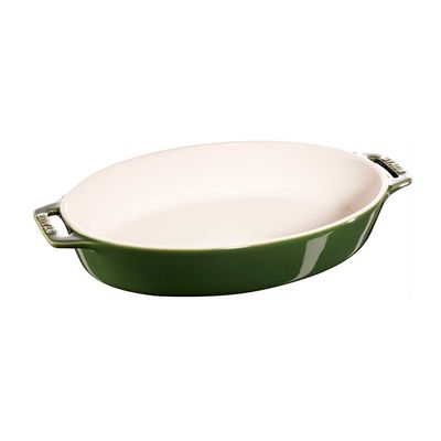 Travessa Oval Cerâmica 29 cm Verde Basil Staub