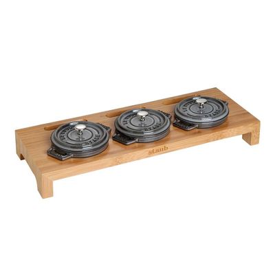 Suporte para 3 Mini Cocottes 42X16 Bambu Cinza Staub