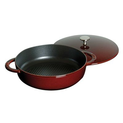 Caçarola Baixa Hexagon com Tampa de Ferro Ferro Fundido 28 cm Vermelho Granada Staub