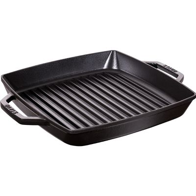 Grelha Quadrada com Duas Alças Ferro Fundido Preto 28 X 28 cm Staub