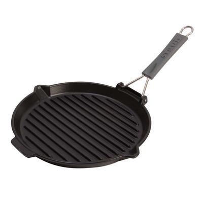 Grelha Redonda Ferro Fundido Alça Silicone Removível 27 cm Preto Staub