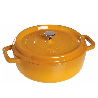 Caçarola Redonda Baixa Ferro Fundido 26 cm Amarelo Mostarda Staub
