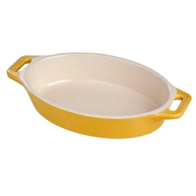 Travessa Oval Cerâmica Amarelo Limão 37 cm Staub