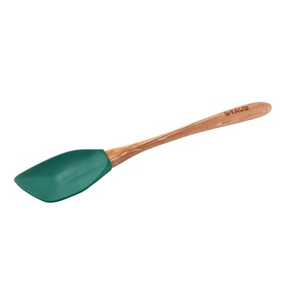 Colher Silicone com Cabo de Madeira Verde Basil Staub