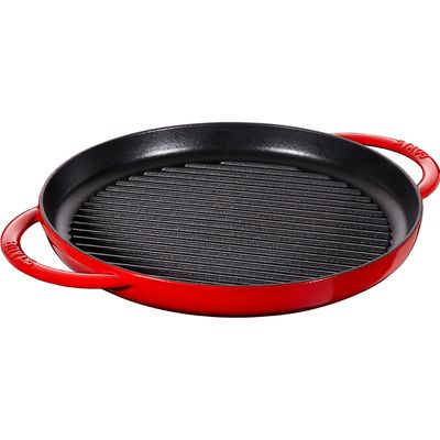 Grelha Redonda com Duas Alças Ferro Fundido 30 cm Cereja Staub